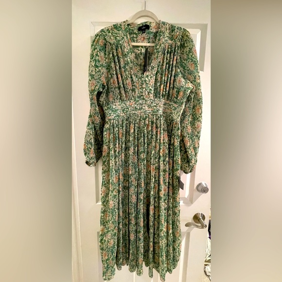 NEW Lulus Green Floral Long Sleeve Dress | Size L | NWT - Picture 2 of 9